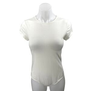 Reformation Jeans Raquel White Short Sleeve Tee T Shirt Bodysuit Top Size M